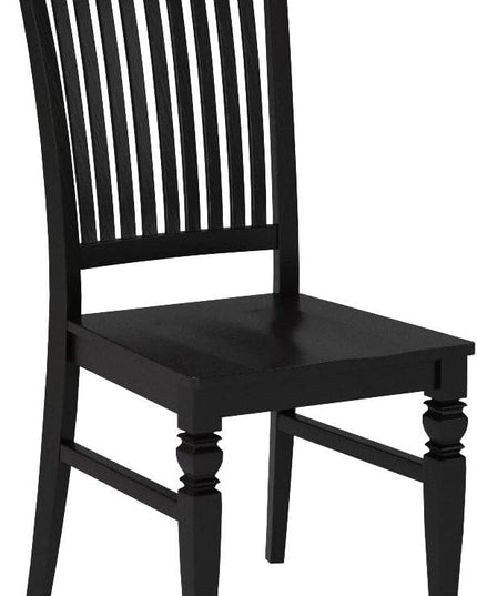 East West Furniture Weston Dining Slat Back Wood Seat Kitchen Chairs, Set of 2, WEC-BLK-W - LeafyLoom