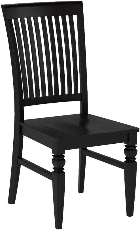 East West Furniture Weston Dining Slat Back Wood Seat Kitchen Chairs, Set of 2, WEC-BLK-W - LeafyLoom