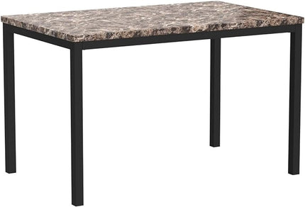 Roundhill Furniture Noyes Metal Dining Table with Laminated Faux Marble Top - LeafyLoom