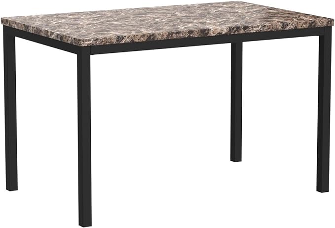 Roundhill Furniture Noyes Metal Dining Table with Laminated Faux Marble Top - LeafyLoom