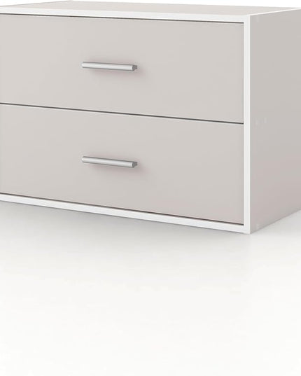 Apexa 2-Drawer Wooden Stackable Storage Drawers, Small Food Pantry Cabinet, Cajonera De Madera, Underbed Drawer Dorm Teen Room Decor & Bedroom, Home Office, Kitchen, Greige - LeafyLoom