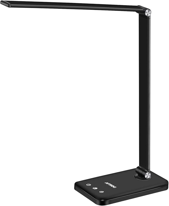 AFROG Multifunctional LED Desk Lamp with USB Charging Port, 5 Lighting Modes,5 Brightness Levels, Sensitive Control, 30/60 min Auto Timer, Eye-Caring Office Lamp，8W，5000K - LeafyLoom
