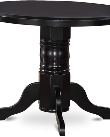 East West Furniture SHBO3-BLK-W 3 Piece Room Furniture Set Contains a Round Kitchen Table with Pedestal and 2 Dining Chairs, 42x42 Inch - LeafyLoom