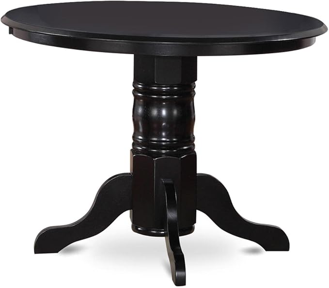 East West Furniture SHBO3-BLK-W 3 Piece Room Furniture Set Contains a Round Kitchen Table with Pedestal and 2 Dining Chairs, 42x42 Inch - LeafyLoom