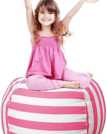 27Inch Stuffed Animal Storage Bean Bag Chairs for Kids, stuff and sit storage bean bag cover for organizing boys and girls Plush Toy Gift Christmas Gift for Kids—Pink - LeafyLoom