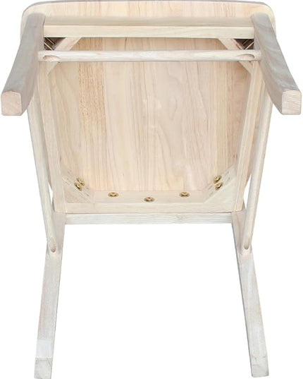 International Concepts Set of 2 X-Back Dining Chairs and Curved X Back Chair, Unfinished Wood - LeafyLoom