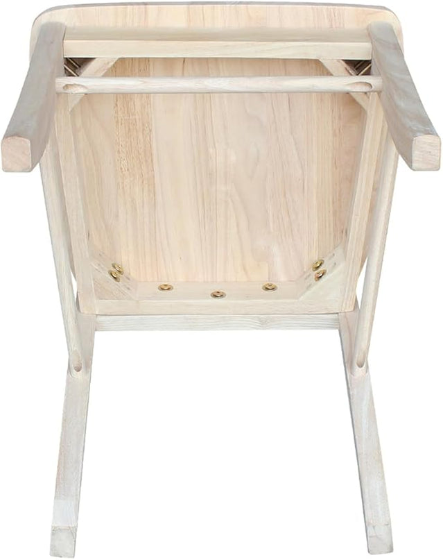 International Concepts Set of 2 X-Back Dining Chairs and Curved X Back Chair, Unfinished Wood - LeafyLoom