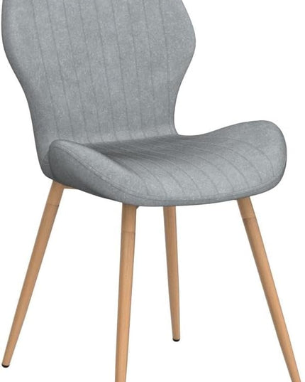 CangLong Dining Chairs Mid Century Modern Leisure Upholstered Metal Legs for Kitchen Living Room, Set of 2, Grey - LeafyLoom