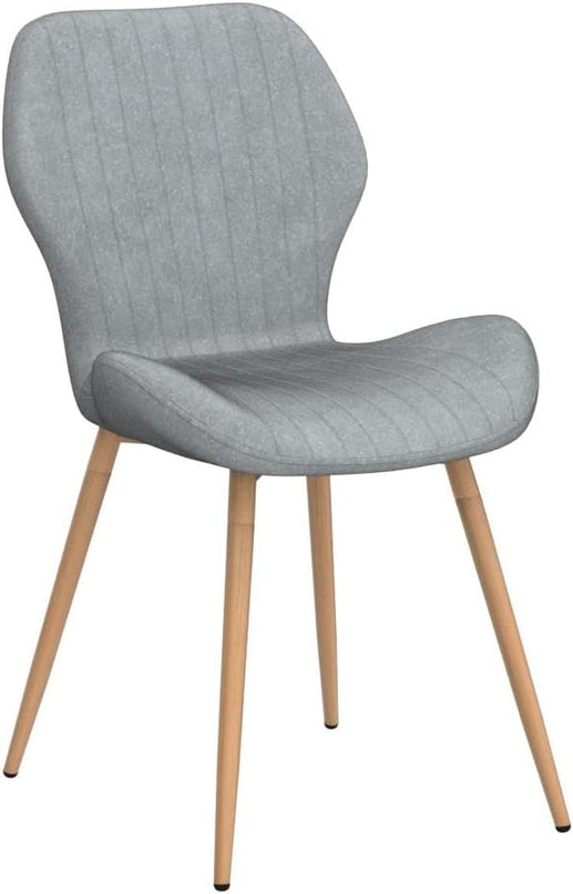 CangLong Dining Chairs Mid Century Modern Leisure Upholstered Metal Legs for Kitchen Living Room, Set of 2, Grey - LeafyLoom