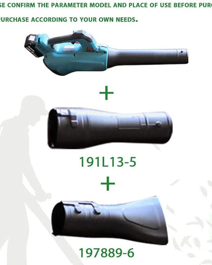 191L13-5 191B21-6 Blower Nozzle and 197889-6 Flat End Nozzle Compatible with Makita X2 36V hand held Blower, use for XBU02Z - one-click installation (GROUP) - LeafyLoom
