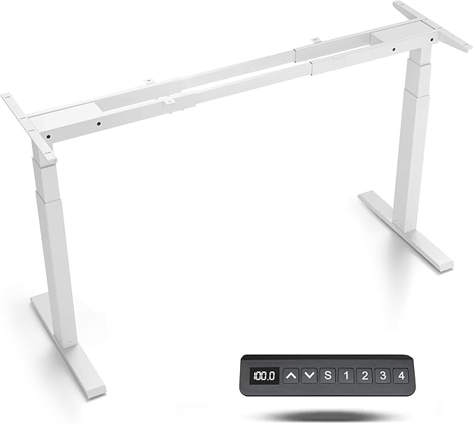 Standing Desk Frame Dual Motor- 3 Tier Standing Desk Legs, Adjustable Desk Frame, Sit Stand Desk Frame，White Frame - LeafyLoom