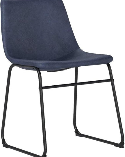 Walker Edison Douglas Urban Industrial Faux Leather Armless Dining Chairs, Set of 2, Navy Blue - LeafyLoom