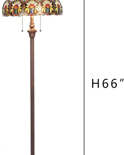 Capulina Tiffany Floor Lamp 2-Light 16X16X66 Inches Sunflower Style Stained Glass Standing Light for Living Room Bedroom Home Office - LeafyLoom