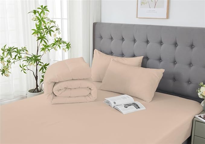3 Piece Solid Color All Season Bedding Comforter Set Microfiber Soft Lightweight Bedding Set for Kids Teens Adults Room Decor with 1 Comforter and 2 Pillowcases King - LeafyLoom