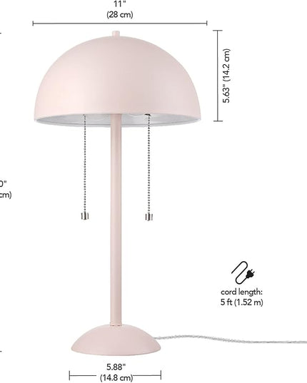 Globe Electric 65531 Luna 21" 2-Light Table Lamp, Matte Blush Pink, Double Plated Nickel On/Off Pull Chains - LeafyLoom