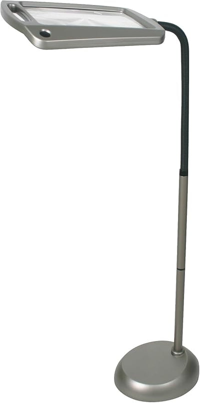 402039-05 Full Page 8 x 10 Inch Magnifier LED Illuminated Floor Lamp, Plastic,Silver - LeafyLoom