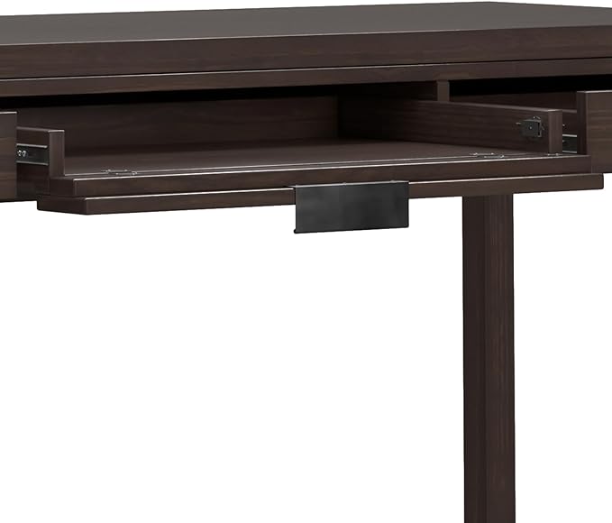 SIMPLIHOME Hollander SOLID WOOD Contemporary Modern Wide Office Desk, Writing, Workstation and Study Table, 72 inch, Warm Walnut Brown - LeafyLoom