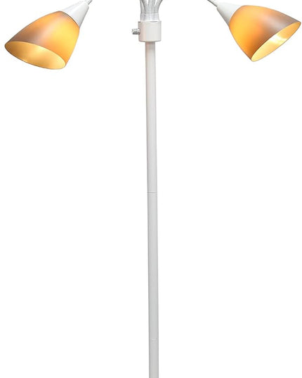 Simple Designs LF2006-GOW 67" Contemporary Multi Head Medusa 5 Light Adjustable Gooseneck White Floor Lamp with Gray Shades for Kids Bedroom Playroom Living Room Office - LeafyLoom