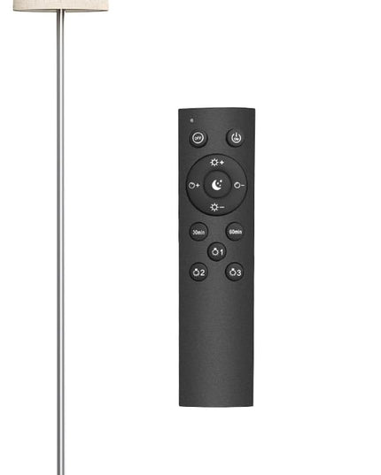 Floor Lamp for Living Room, Modern Standing lamp with Remote Control, Stepless Dimmable 12W Bulb & Beige Lampshade Included, Brushed Nickel Pole Tall Floor Lamp for Bedroom Office - LeafyLoom