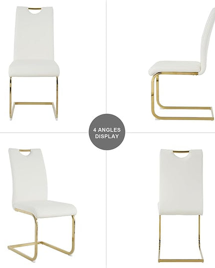 NicBex Haerin-SD-00372-LWJ Dining Chairs, 16.5"x17.9"x38.2", White and Gold - LeafyLoom