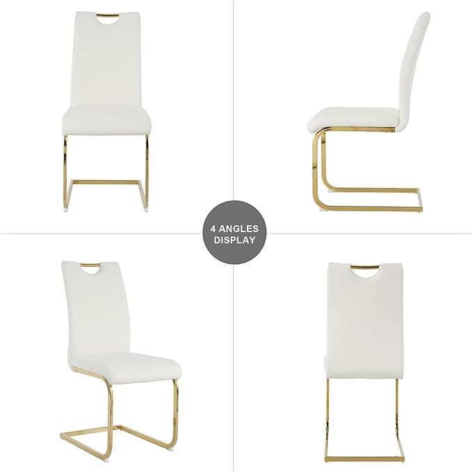 NicBex Haerin-SD-00372-LWJ Dining Chairs, 16.5"x17.9"x38.2", White and Gold - LeafyLoom