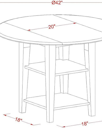 East West Furniture SUDA5-LWH-W 5 Piece Dining Room Furniture Set Includes a Round Kitchen Table with Dropleaf & Shelves and 4 Dining Chairs, 42x42 Inch, Linen White - LeafyLoom