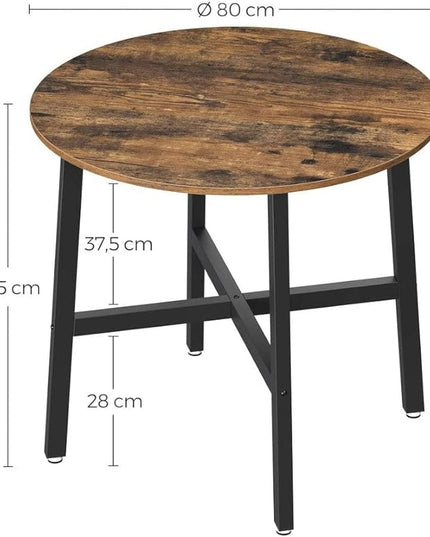 VASAGLE Round Dining Table, for Living Room, Office, Round Top, 31.5 x 31.5 x 29.5 Inches, Brown - LeafyLoom