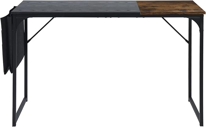 47 inch Study Storage Bag Space Saving for Home Office, Modern Simple Style PC Metal Frame Computer Desk, Writing Table, Black, Brown - LeafyLoom