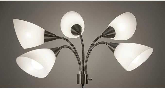 Adesso 7205-22 Multi-White Shade Floor Lamp, Adjustable Gooseneck Arms, Silver - LeafyLoom