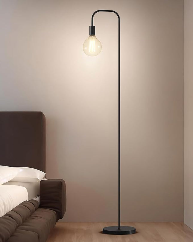 Oneach Black Floor Lamp 63.75" Industrial Floor Lamp, On/Off Footswitch,Modern Floor Lamp for Living Room Bedroom Reading Office Metal Minimalist Standing Lamp Tall Pole Lamps - LeafyLoom