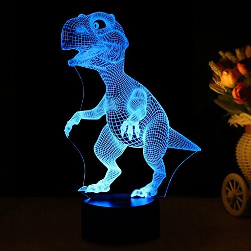 Night Lights for Kids Dinosaur 3D Night Light Lamp Wiscky 7 LED Colors Changing Touch Table Desk Lamps Decorative Lighting Pretty Cool Toys Gifts Birthday Holiday Xmas for Baby Nursery Toddler Friends - LeafyLoom