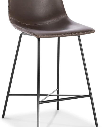 Poly and Bark Counter Stool 24 inches - Counter Height Bar Stools Set of 3 - Sturdy Kitchen Stools with Backs - Comfortable Bar Chair - Modern Countertop-High Chairs, Kitchen Island Barstools – Brown - LeafyLoom