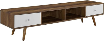 Modway Transmit 70" Media Console Wood TV Stand, 70 Inch, Walnut White - LeafyLoom