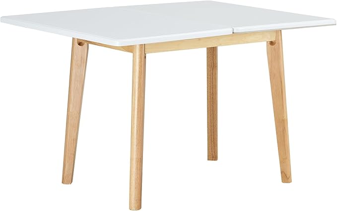NicBex 47.2Inch Folding Dining Table,Modern Kitchen Table with White Sintered Stone Tabletop and Rubber Wooden Legs for 4 to 6,Large Dining Room Table for Kitchen,Meeting Living Room,Space-Saving,Wood - LeafyLoom