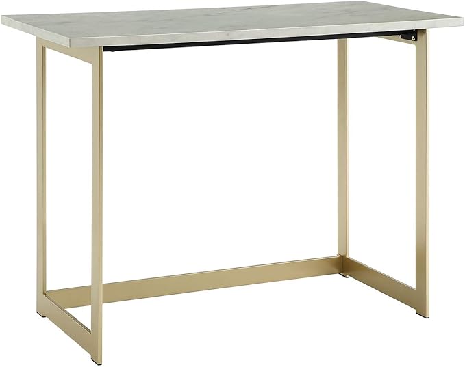 Walker Edison Modern Glam Faux Top Laptop Writing Desk Home Office Workstation Small, 42"L x 20"W x 30"H, Marble/Gold - LeafyLoom