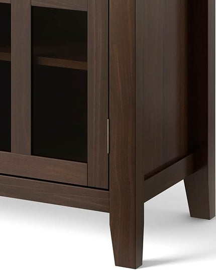 SIMPLIHOME Artisan SOLID WOOD Universal TV Media Stand, 53 inch Wide, Transitional, Living Room Entertainment Center, Storage Shelves and Cabinets, for Flat Screen TVs up to 60 inches in Tobacco Brown - LeafyLoom