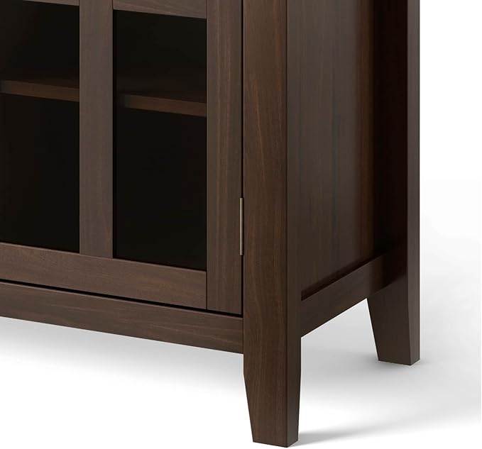 SIMPLIHOME Artisan SOLID WOOD Universal TV Media Stand, 53 inch Wide, Transitional, Living Room Entertainment Center, Storage Shelves and Cabinets, for Flat Screen TVs up to 60 inches in Tobacco Brown - LeafyLoom