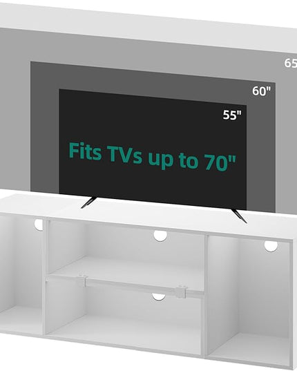 YITAHOME DIY TV Stand w/LED Strip, Modern Deformable Entertainment Center for 75/70/65/60/55/50/45 inch TVs, Gaming TV Consoles 2 Pieces Media Console Cabinet for 300lbs for Living Room, White - LeafyLoom