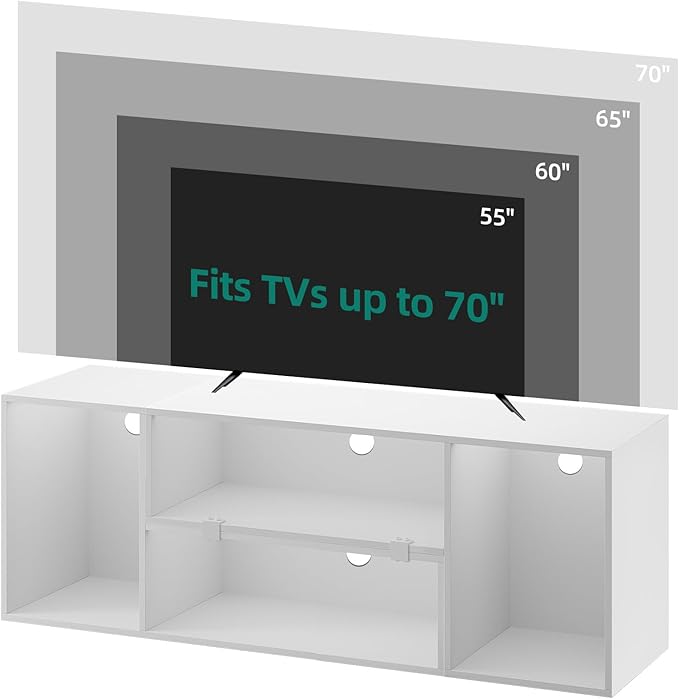 YITAHOME DIY TV Stand w/LED Strip, Modern Deformable Entertainment Center for 75/70/65/60/55/50/45 inch TVs, Gaming TV Consoles 2 Pieces Media Console Cabinet for 300lbs for Living Room, White - LeafyLoom