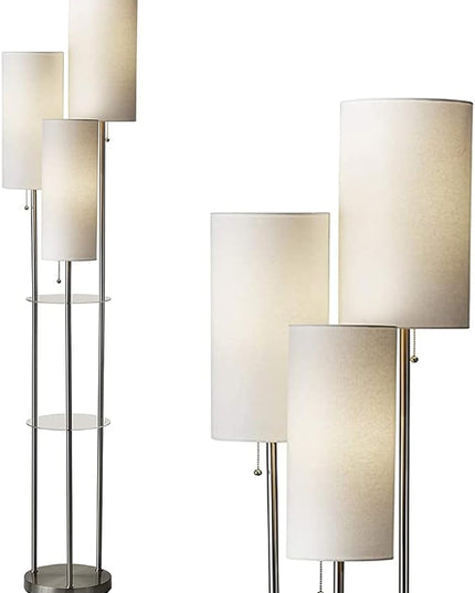 Adesso 4305-22 Trio Floor Lamp, 68.00 x 14.00 x 11.70 inches, Brushed Steel - LeafyLoom