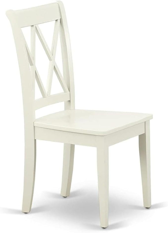 East West Furniture Dining CLC-LWH-W Clarksville Double X-Back Formal Chairs in Linen White Finish (Set of 2) - LeafyLoom