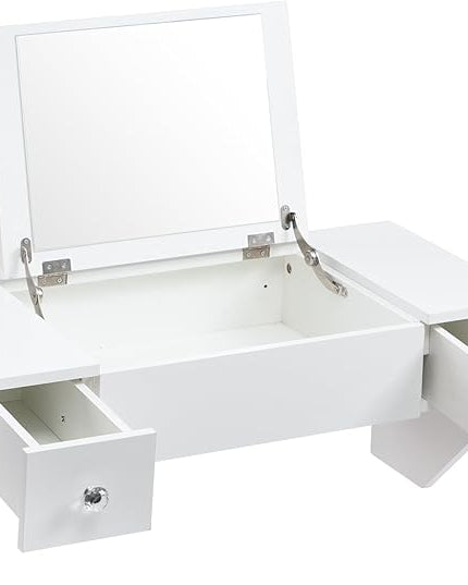 ALIMORDEN Floating Shelf with Mirror and Drawer,Floating Drawer for Bathroom, White Wall Mounted Desk,Pull Out Drawer, 31 inches Surface, Floating Wall Desk, Hanging Desk, White - LeafyLoom