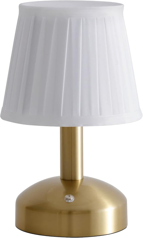 KDG Modern Cordless Small Table Lamp, Portable LED Fabric Shade Desk Lamps, 5000mAh Rechargeable Battery Operated Lighting for Bedroom, Bedside, Bar, Living Room, Dining Room, Night Light(Gold) - LeafyLoom