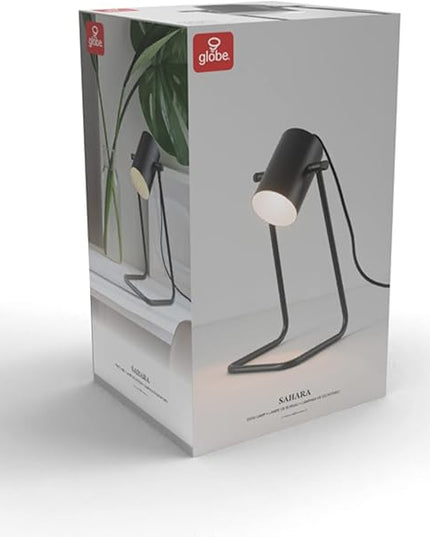 Globe Electric 52299 Sahara 14" Desk Lamp, Matte Black, Swing Shade, in-Line On/Off Rocker Switch - LeafyLoom