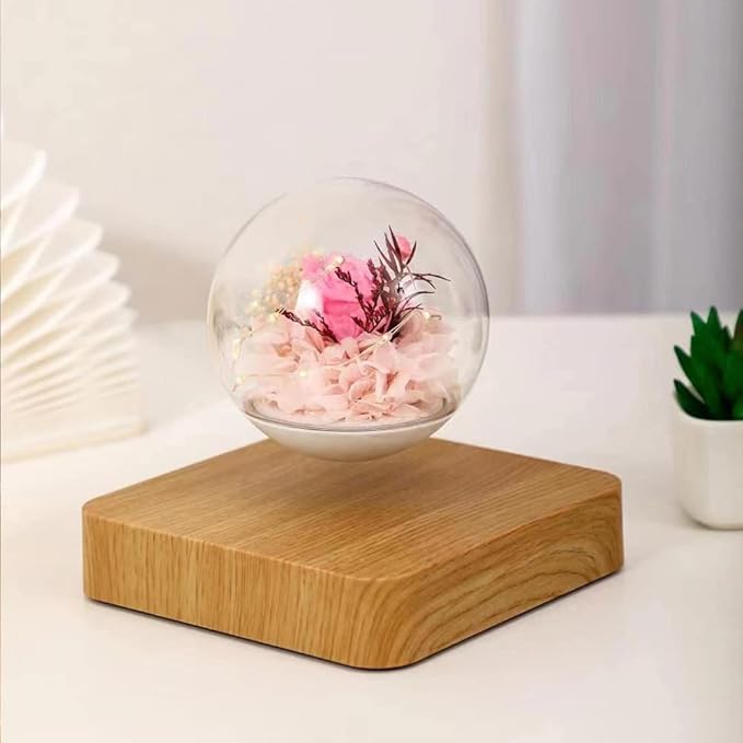 Magnetic Levitating Flower, Forever Flowers Real Eternal Roses, Levitation LED Light Bulb Lamp Floating Light, Decorative Light for Kids Lover Friends - LeafyLoom