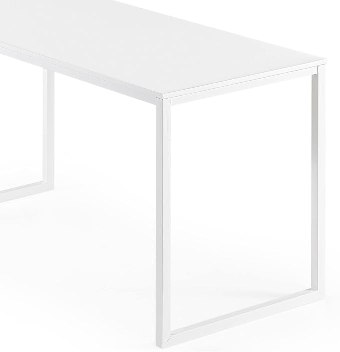 ZINUS Jennifer 55 Inch White Frame Desk / Computer Workstation / Office Desk / Easy Assembly, White - LeafyLoom