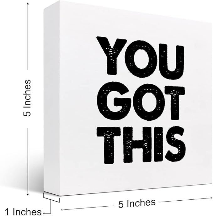 You Got This Wood Box Sign Decor Desk Sign,Inspirational Saying Wooden Box Block Sign for Home Office Shelf Table Decor Decorations - LeafyLoom