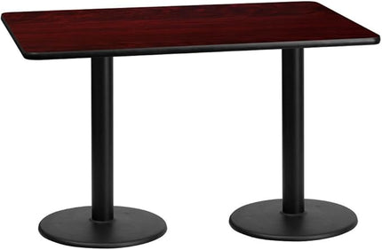 Flash Furniture 30'' x 60'' Rectangular Mahogany Laminate Table Top with 18'' Round Table Height Bases - LeafyLoom
