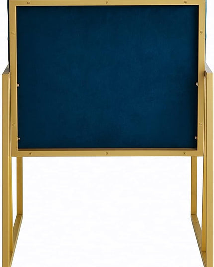 24KF Modern Navy Velvet Button Tufted Accent Chair with Golden Metal Stand, Decorative Furniture Chairs for Living Room Bedroom - Navy - LeafyLoom
