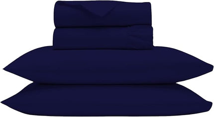1000 Thread Count 100% Egyptian Cotton Sheets Set, California King Size Sateen Bed Sheet, 4 Piece Bed Sheet Sets, Long Staple, 18 Inches Deep Pocket, All Season, Bedding Soft Breathable, Navy Blue - LeafyLoom